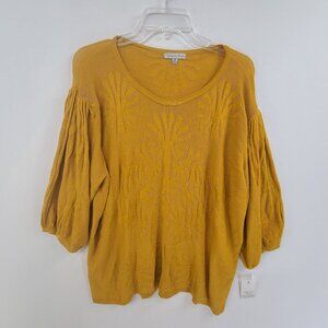 Ophelia Roe NWT Women's Long Sleeve Pullover Blouse Yellow Size 3X